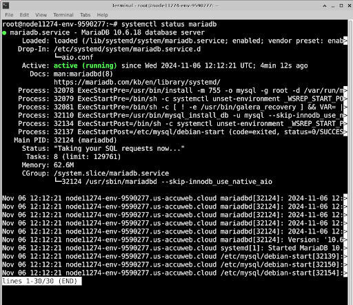 Check status MariaDB Check status MariaDB