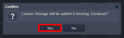 Confirm Cluster Storage Confirm Cluster Storage