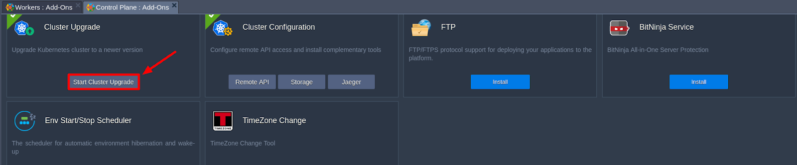 Start Cluster Upgrade Start Cluster Upgrade