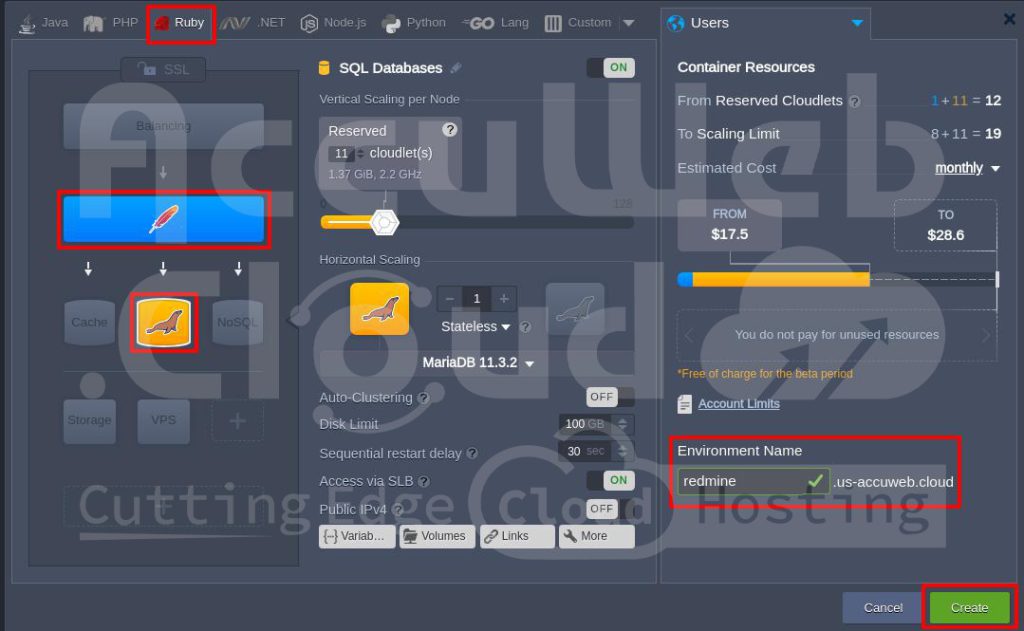 Deploy Redmine to AccuWeb.Cloud Platform