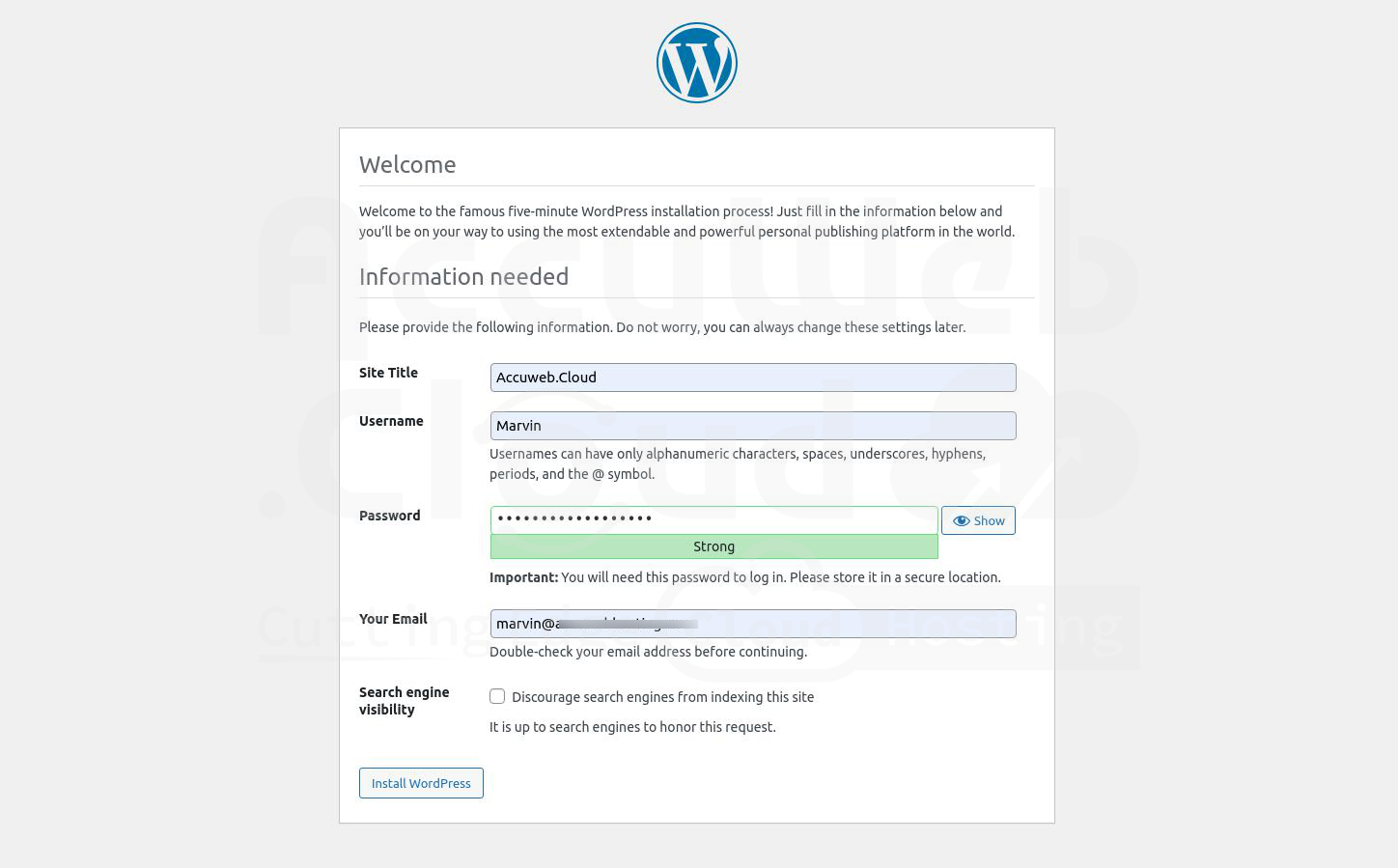 Configure New WordPress Site Configure New WordPress Site