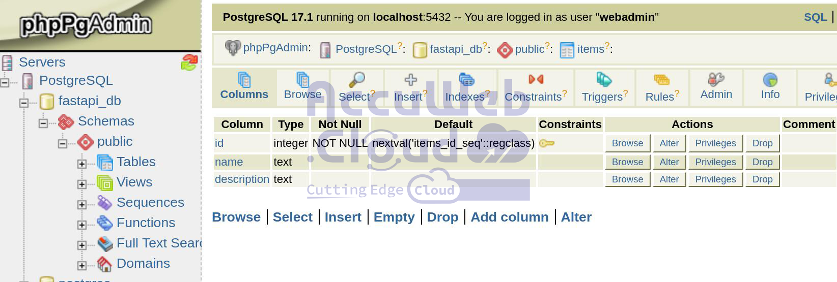Create PostgreSQL table Create PostgreSQL table