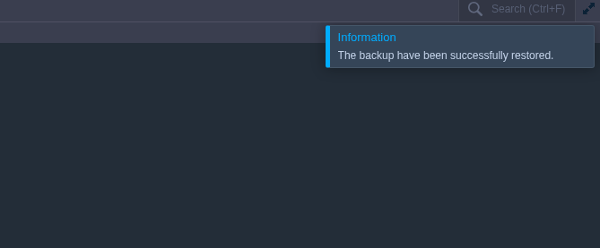 Backup Restored Backup Restored