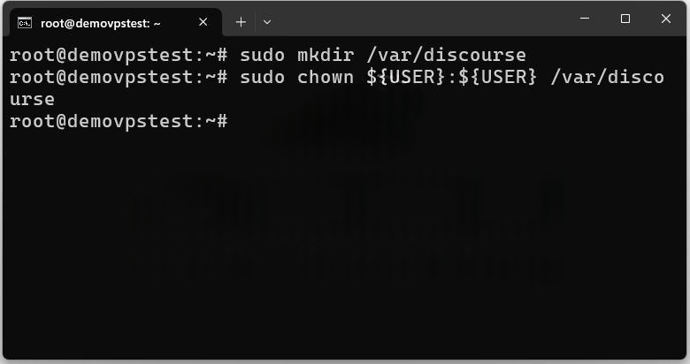 Create a directory for Discourse and adjust permissions Create a directory for Discourse and adjust permissions