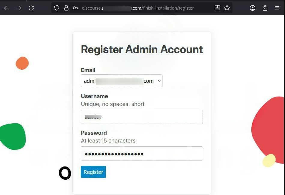 Select the desired Email for the administrator Select the desired Email for the administrator