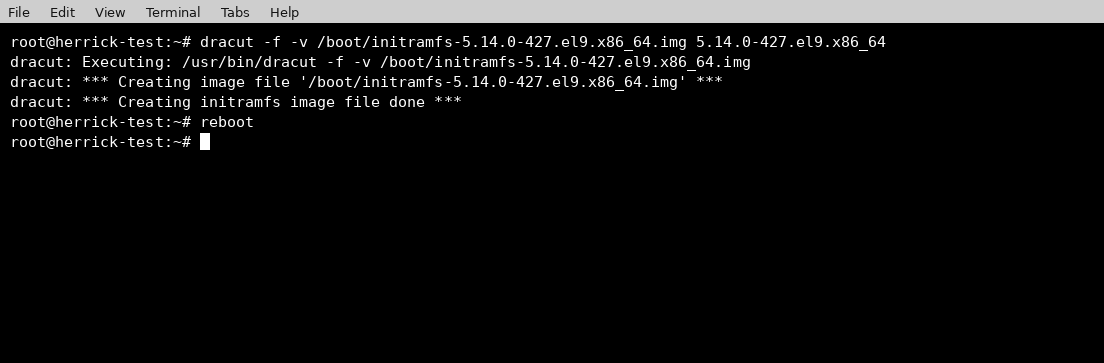 Initramfs and Reboot